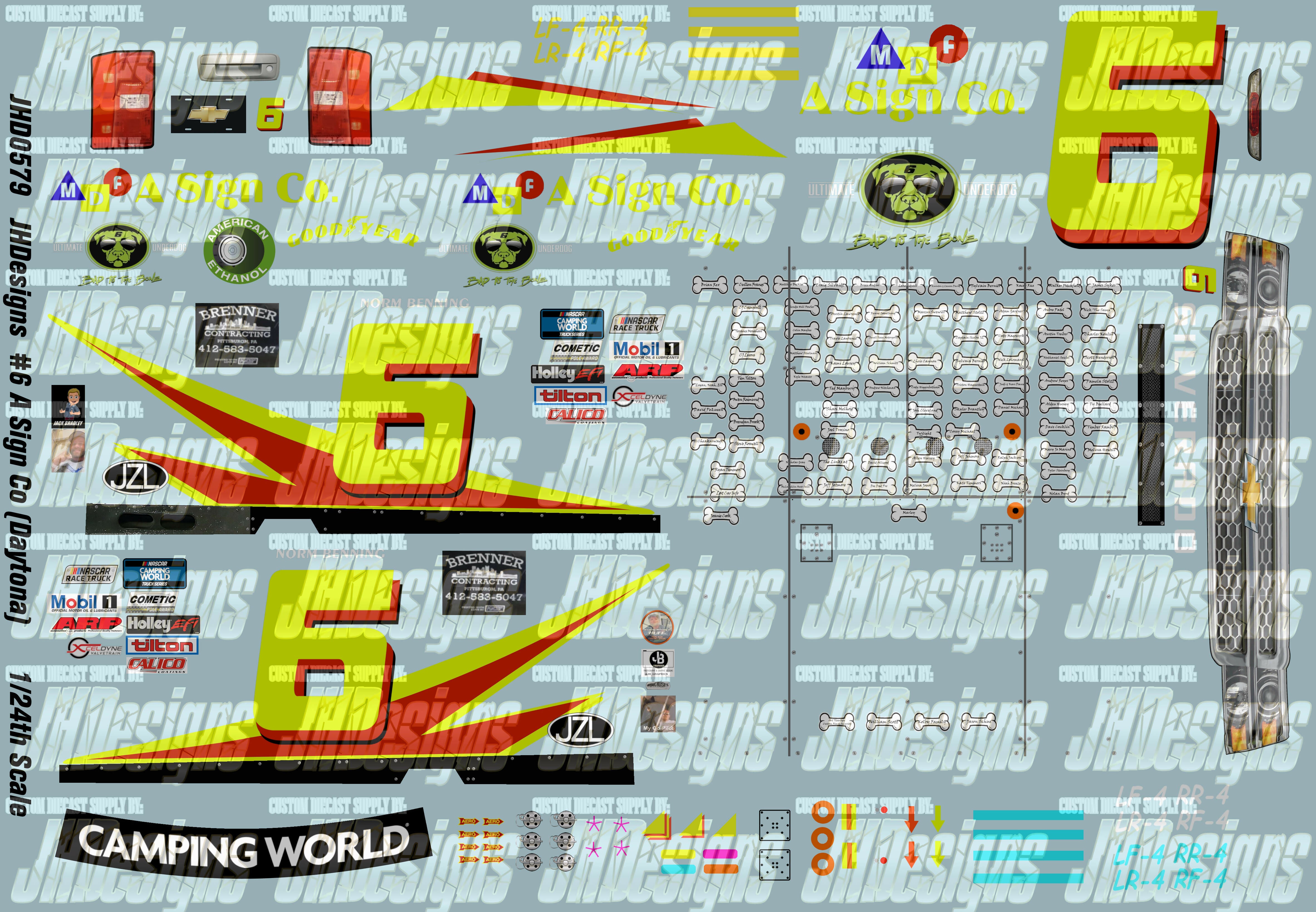 Design One Racing Decals JH Designs Norm Benning 2021 CWTS #6 A Sign Company (Daytona) 1:24 Rac ...