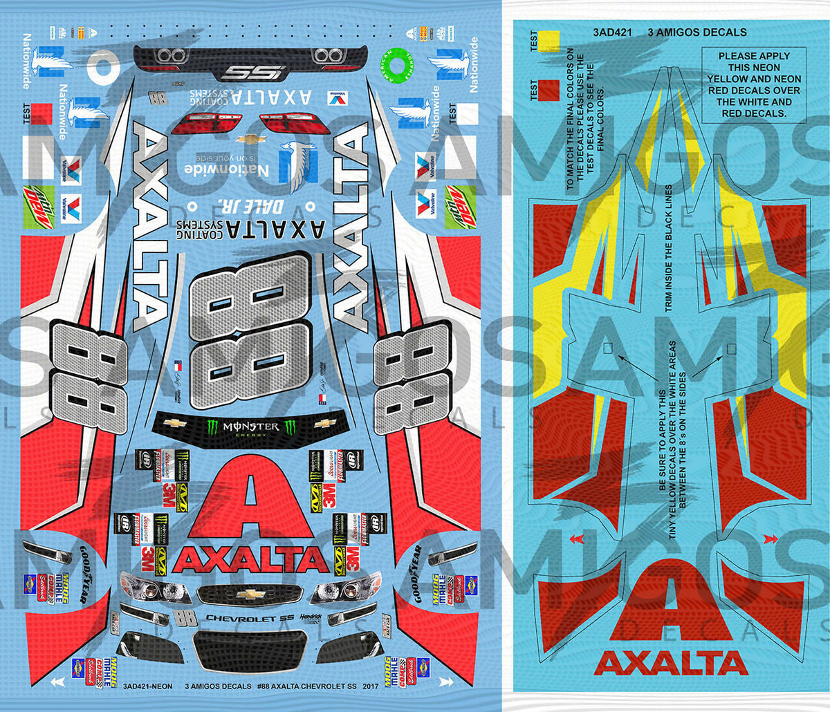 3 Amigos Decals #88 AXALTA CHEVROLET SS MARTINSVILLE 2017 Decal Set 1 ...