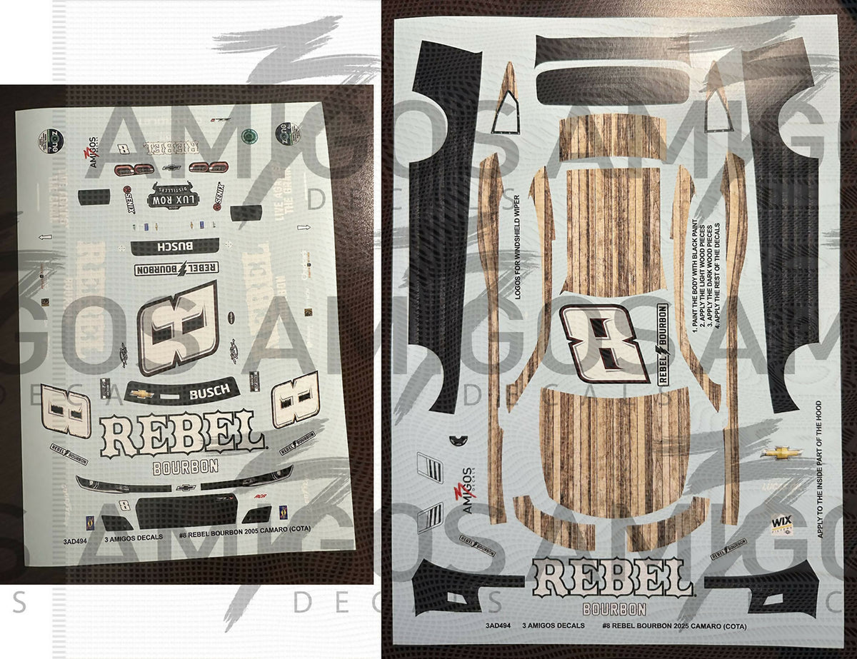 3 Amigos Decals #8 REBEL BOURBON 2025 CAMARO (COTA) Decal Set 1:24 ...