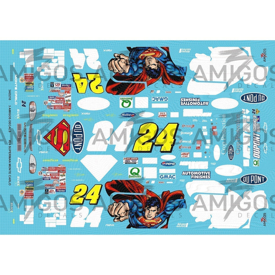 3 Amigos Decals #24 SUPERMAN MONTE CARLO 1:24 DECAL SET