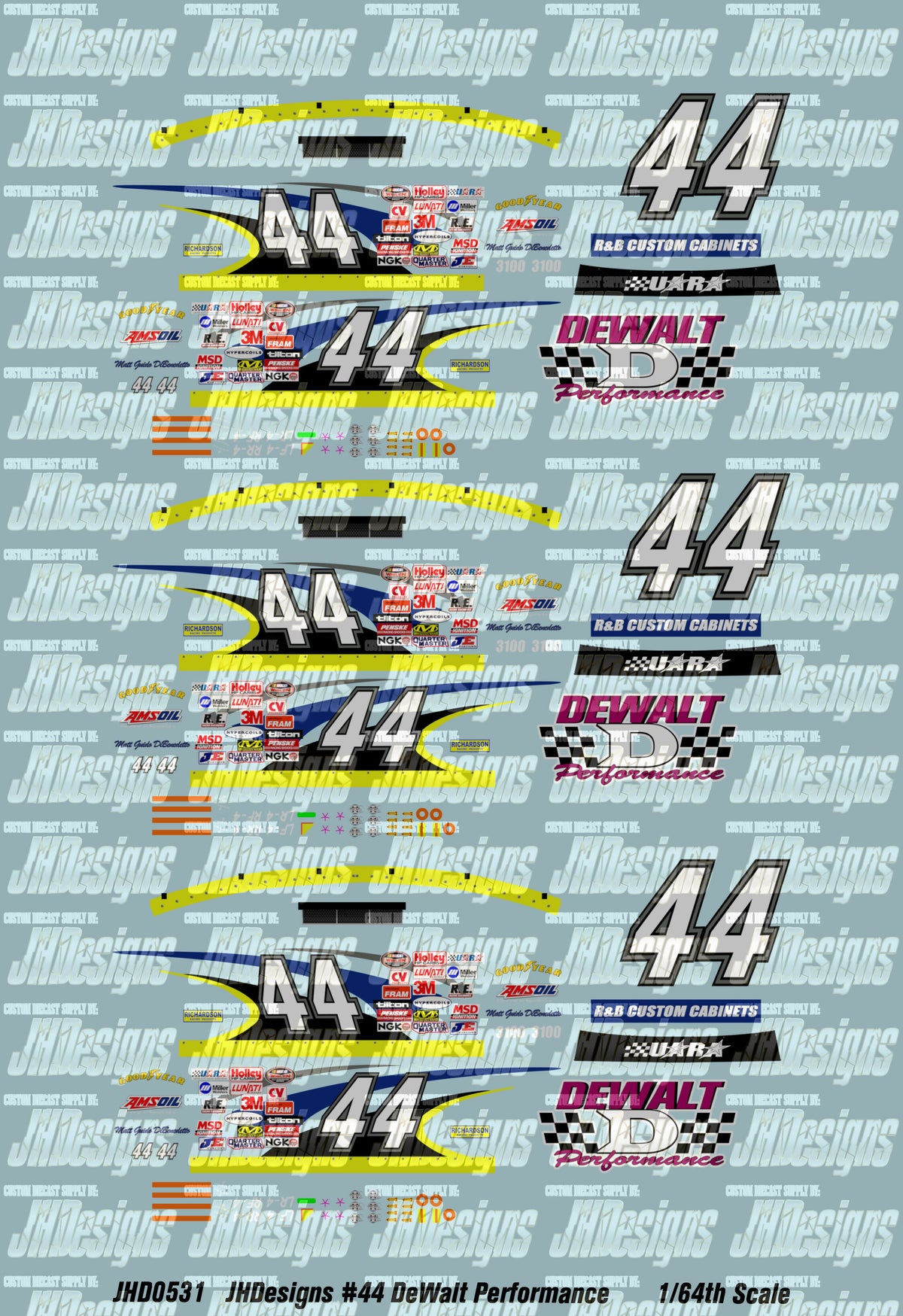 JH Designs Matt DiBenedetto 2008 LMS #44 Dewalt Performance 1:64 Racec ...