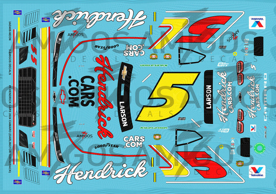 3 Amigos Decals #5 HENDRICK CARS 2024 CAMARO DARLINGTON THROWBACK Decal Set 1:24