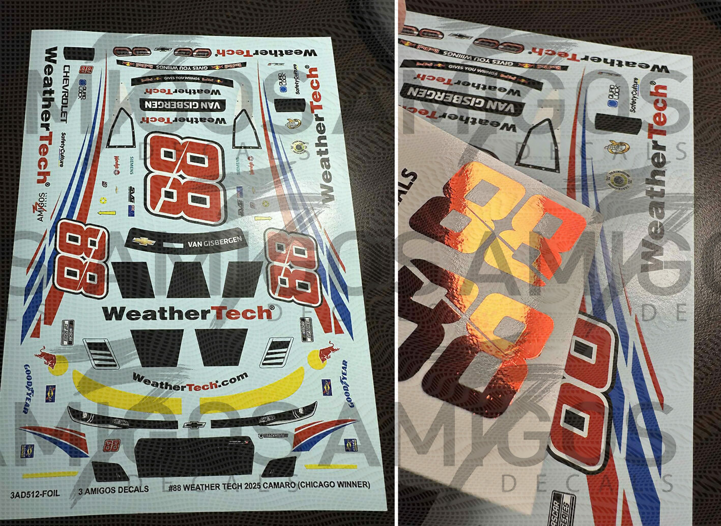 3 Amigos Decals #88 WEATHER TECH 2025 CAMARO (CHICAGO WINNER) Decal Se ...