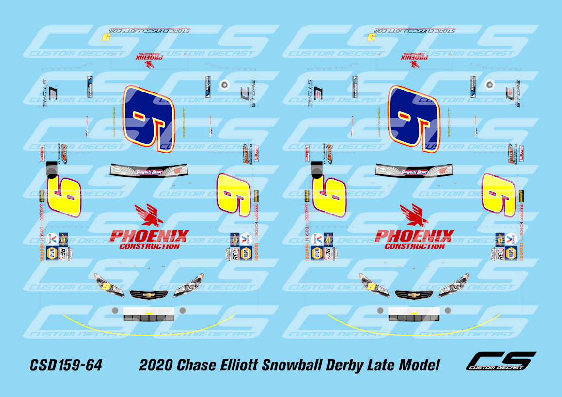 Snowball Racing Lettering CS Custom Diecast 2020 Chase Elliott Snowball Derby Late Model 1:64 ...