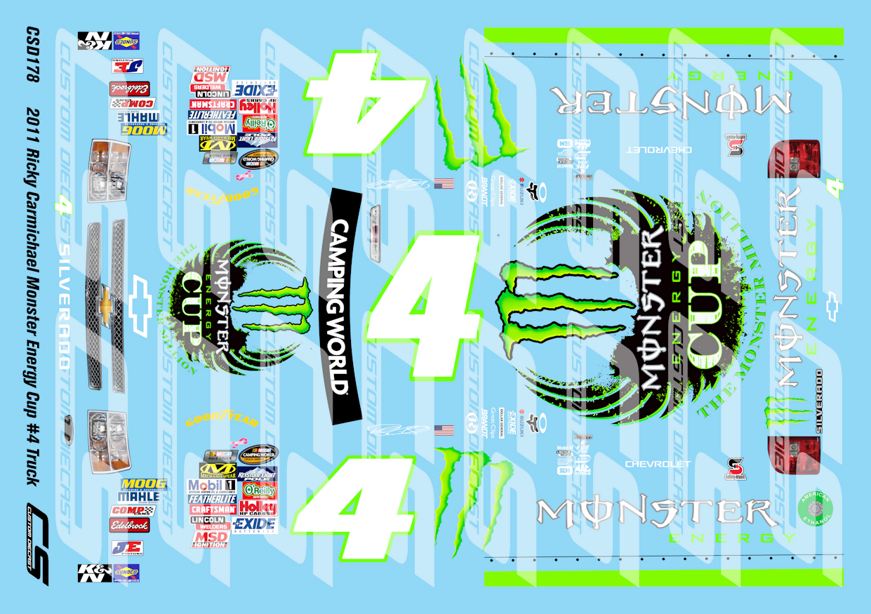 Monster Racing Decals CS Custom Diecast 2011 Ricky Carmichael Monster Energy Cup #4 Truck ...