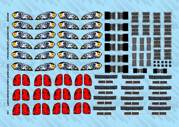 Millersport Customs Nascar 2006-2007 Chevy Monte Carlo Goodies Sheet 1/24 Decal Set