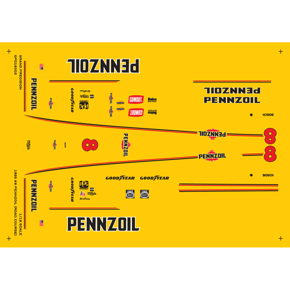 Grand Precision - 1/18 1995 Gil de Ferran #8 Pennzoil Reynard Decals