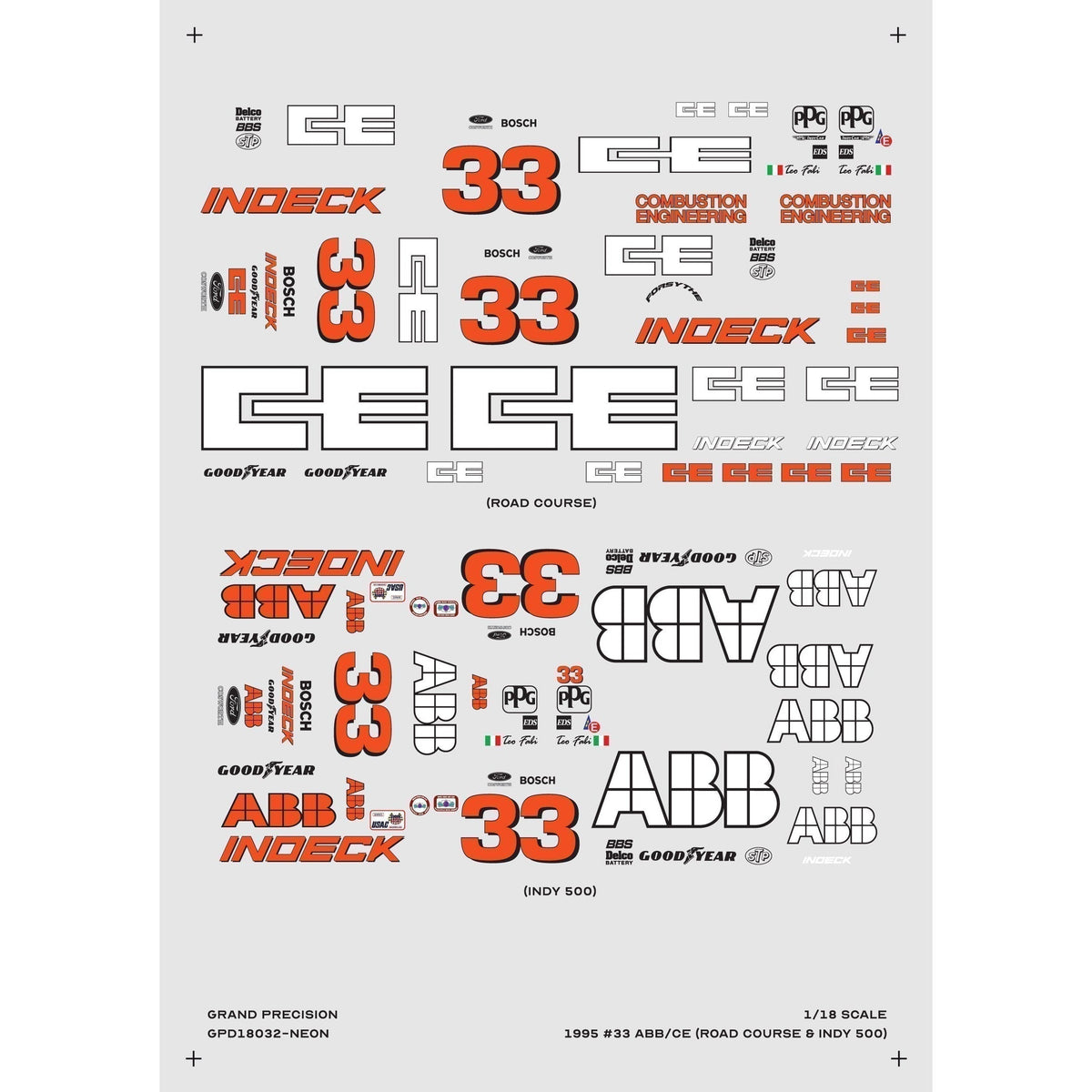 Grand Precision - 1/18 1995 Teo Fabi #33 CE/ABB Decals – Print it Decals
