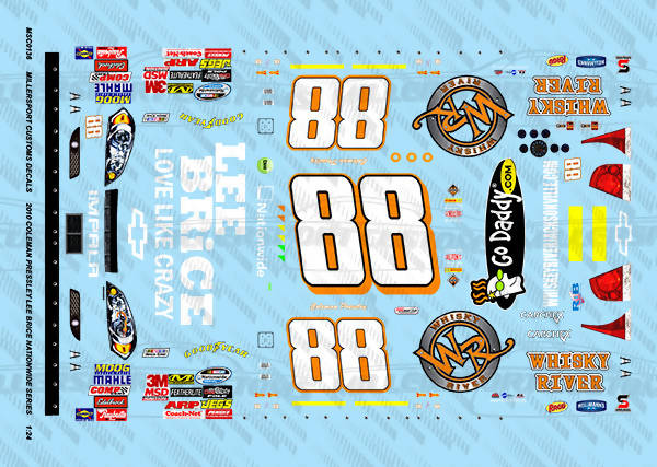 Millersport Customs 2010 Coleman Pressley Lee Brice Nationwide Series Chevy Impala 1/24 Decal Set