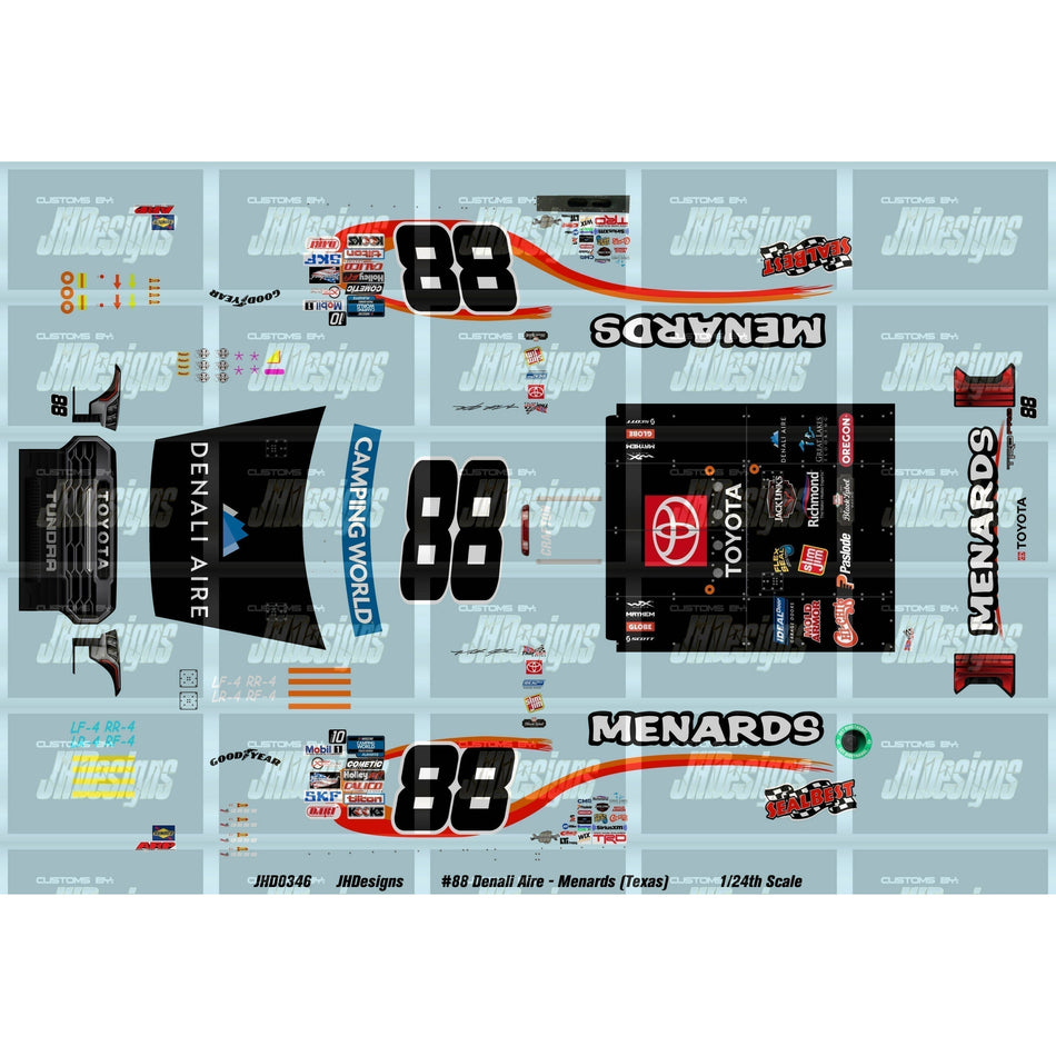 JH Designs Matt Crafton 2022 TRUCK #88 Denali Aire - Menards (Lucas Oil Speedway) 1:24 Racecar Decal Set