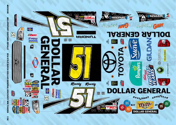 Millersport Customs 2014 Kyle Busch Dollar General Kentucky Win Toyota Tundra 1/24 Decal Set