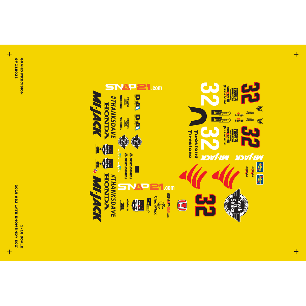 Grand Precision 1/18 2015 Oriol Servia 32 Rahal (Indy 500) Decals