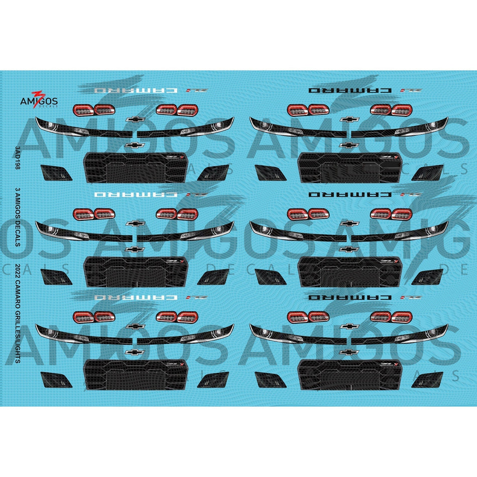 3 Amigos Decals 2022 Camaro Grilles and lights Decal Set 1:24