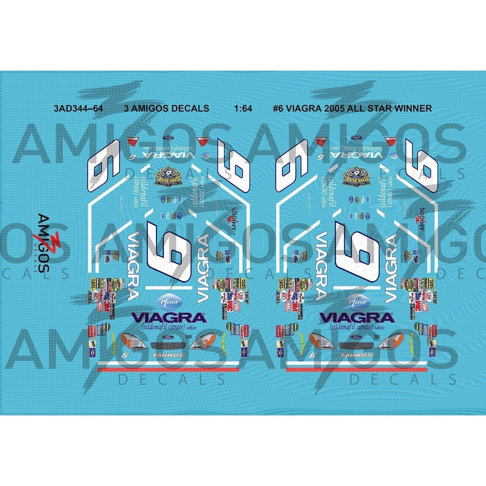 1:64 3 Amigos Decals #6 VIAGRA 2005 ALL STAR WINNER Decal Set