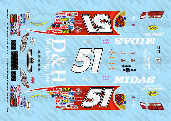 Millersport Customs 2011 Kyle Busch D&H Marketing Denny Hamlin Short Track Showdown Toyota Late Model 1/24 Decal Set