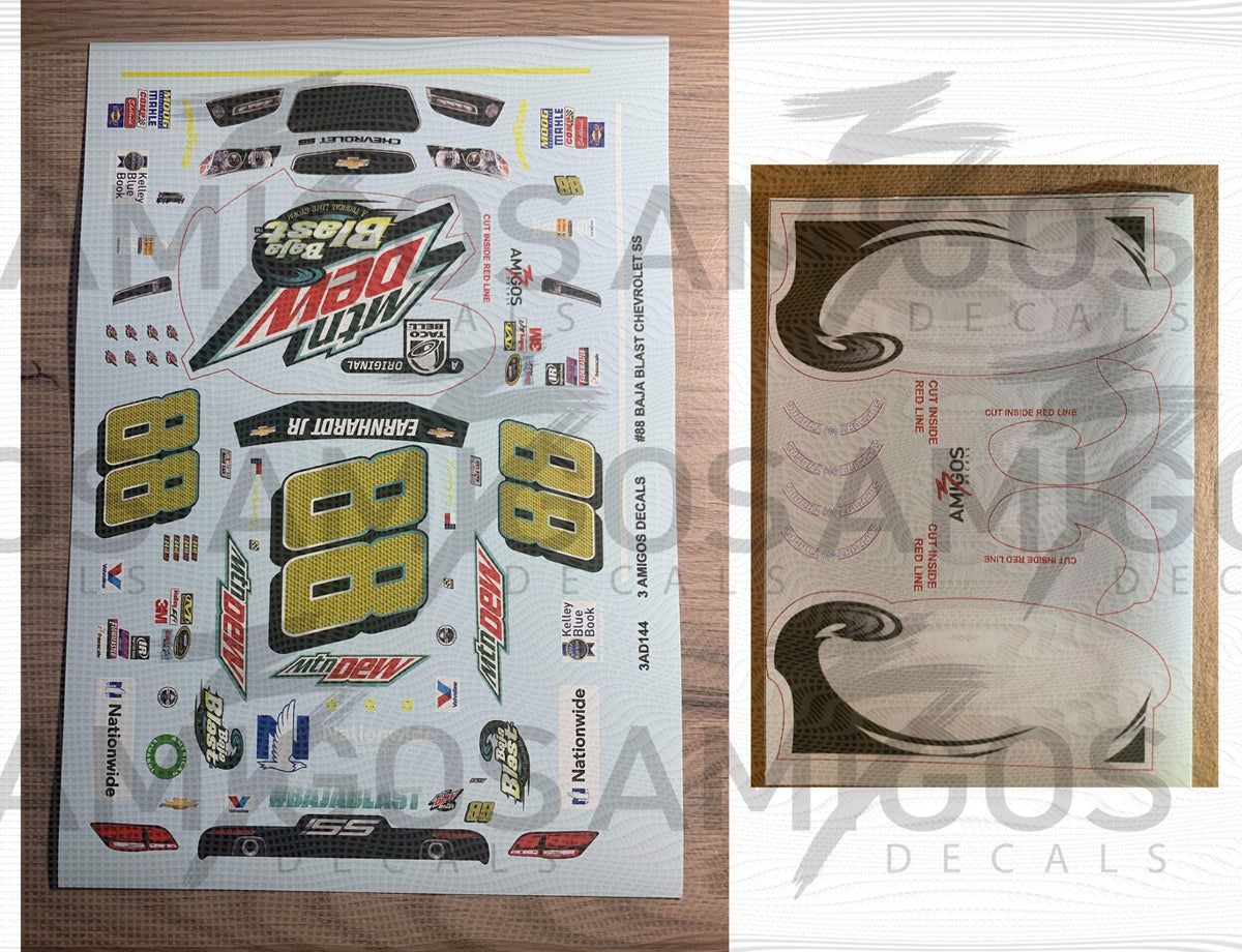 3 Amigos Decals #88 Mountain Dew Baja Blast 2015 Chevy SS 1:24 Decal S ...