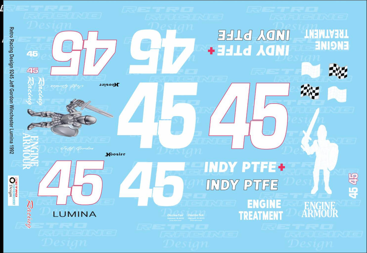 Retro Racing Design #45 Jeff Gordon Chevrolet Winchester 1992 Race 1/24 Scale Decal