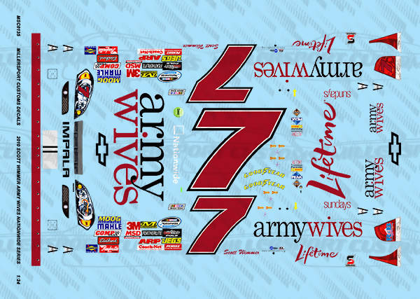 Millersport Customs 2010 Scott Wimmer Army Wives Nationwide Series Chevy Impala 1/24 Decal Set