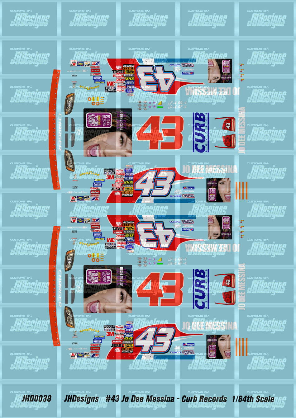 JH Designs Aaron Fike 2005 NBS #43 Jo Dee Messina (Delicious Surprise) 1:64 Racecar Decal Set