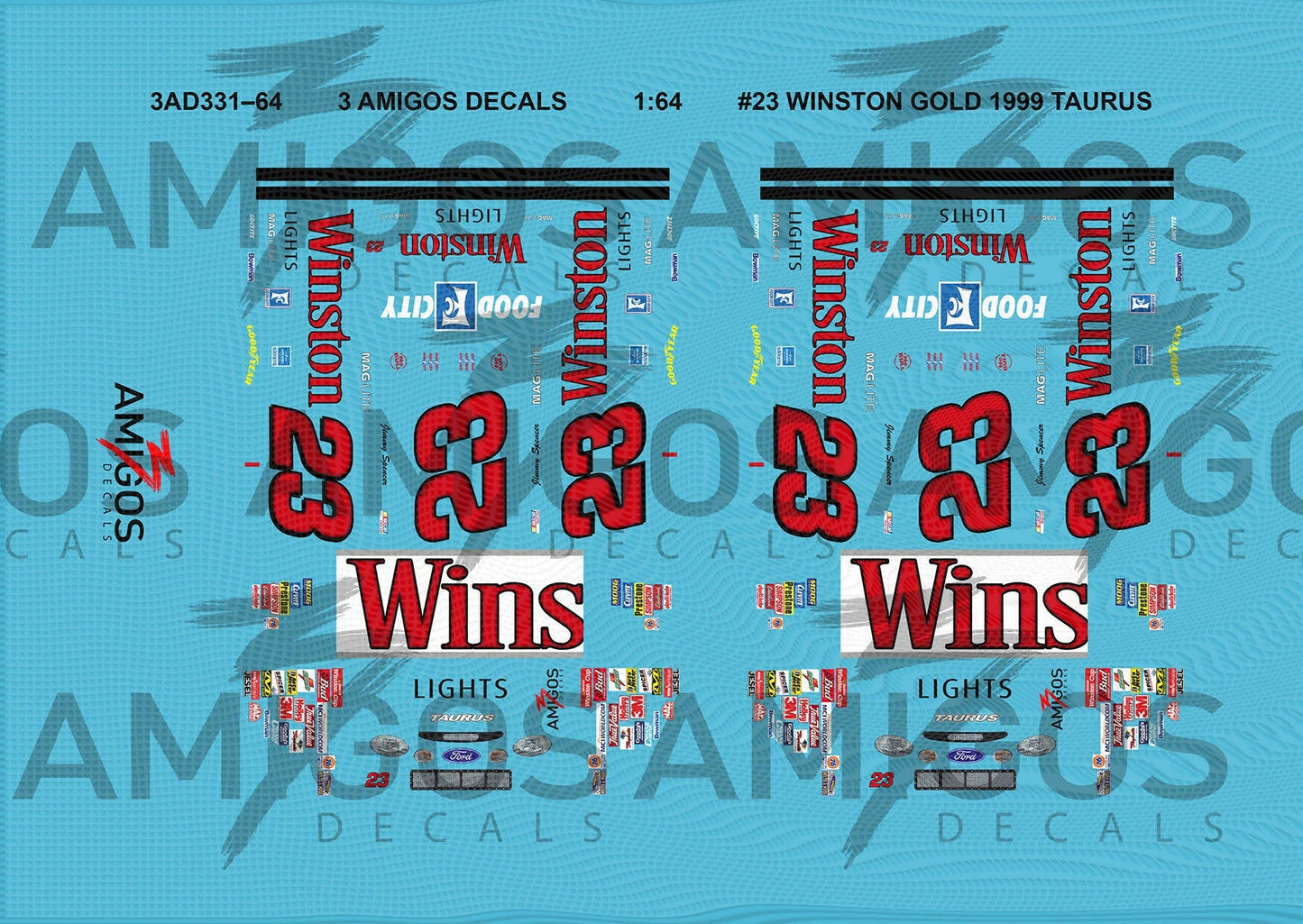 1:64 3 Amigos Decals #23 WINSTON GOLD 1999 TAURUS Decal Set – Print it ...