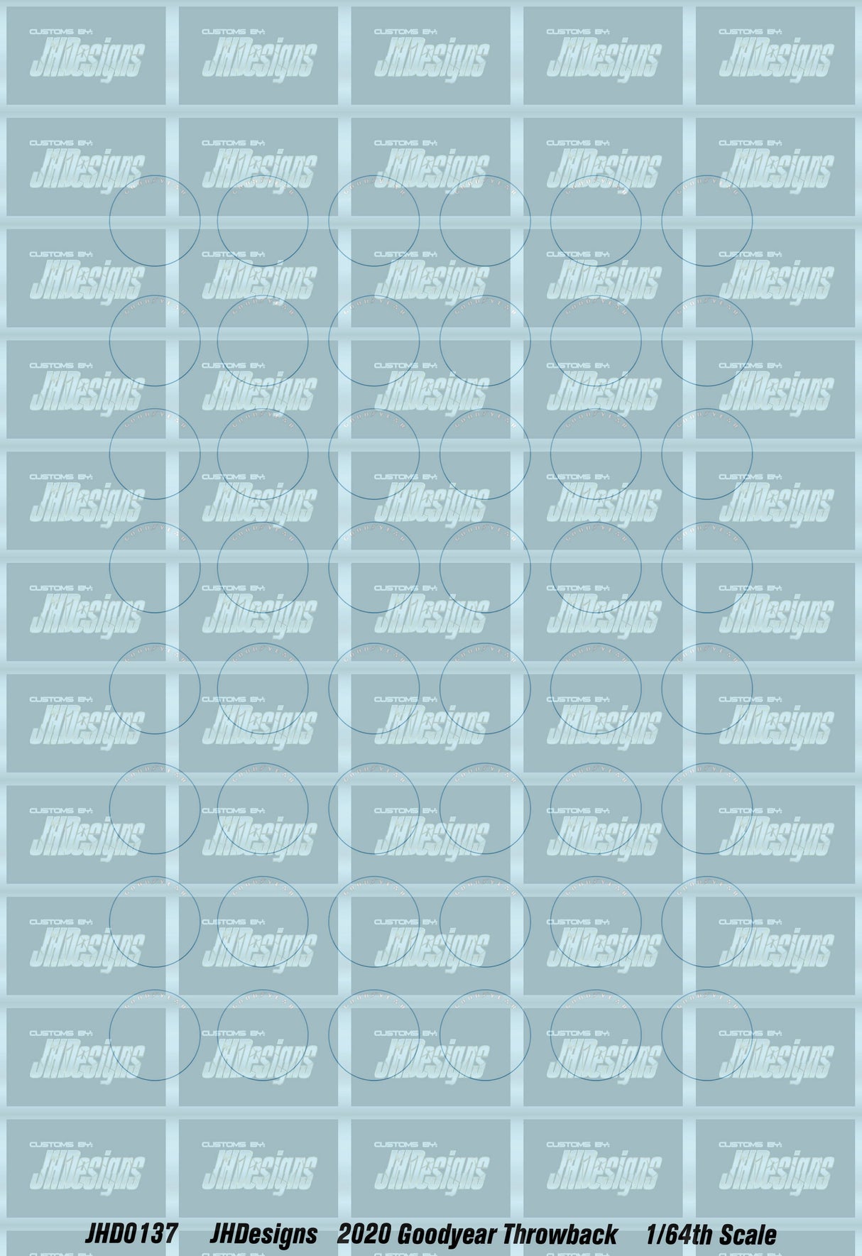 JH Designs Goodyear 2020 CUP Throwback Tires (Darlington) 1:64 Racecar Decal Set