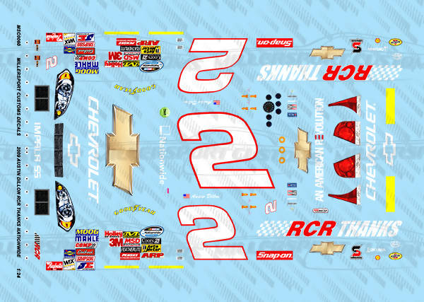Millersport Customs 2009 Austin Dillon RCR Thanks Nationwide Series Chevy Impala SS 1/24 Decal Set