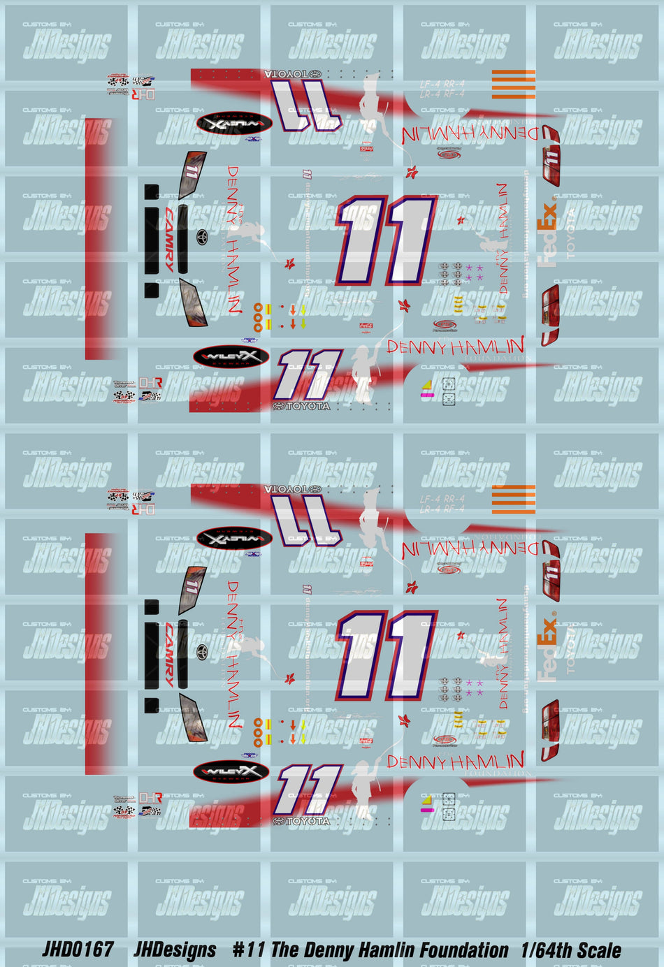 JH Designs Denny Hamlin 2010 LMS #11 The Denny Hamlin Foundation (Short Track Showdown) 1:64 Racecar Decal Set