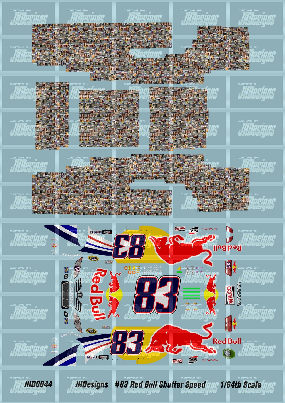 JH Designs Brian Vickers 2011 CUP #83 Red Bull Shutter Speed 1:64 Racecar Decal Set