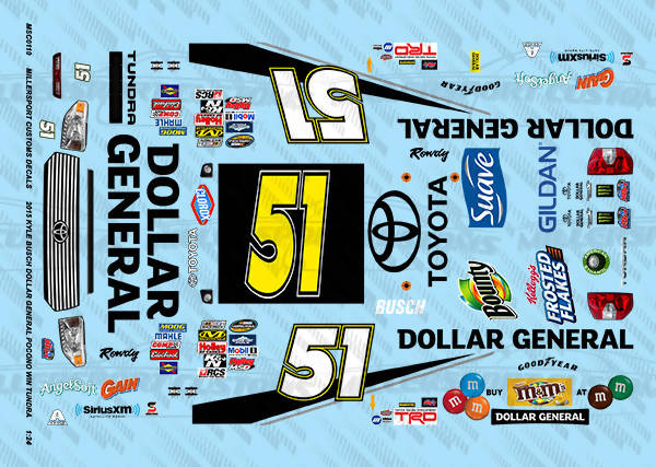Millersport Customs 2015 Kyle Busch Dollar General Pocono Win Toyota Tundra 1/24 Decal Set