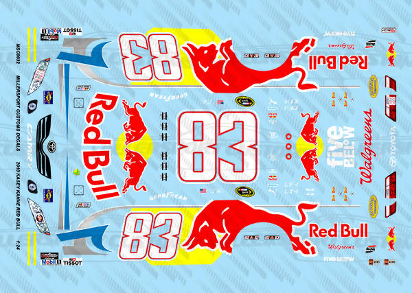 Millersport Customs 2010 Kasey Kahne Red Bull Toyota Camry 1/24 Decal Set