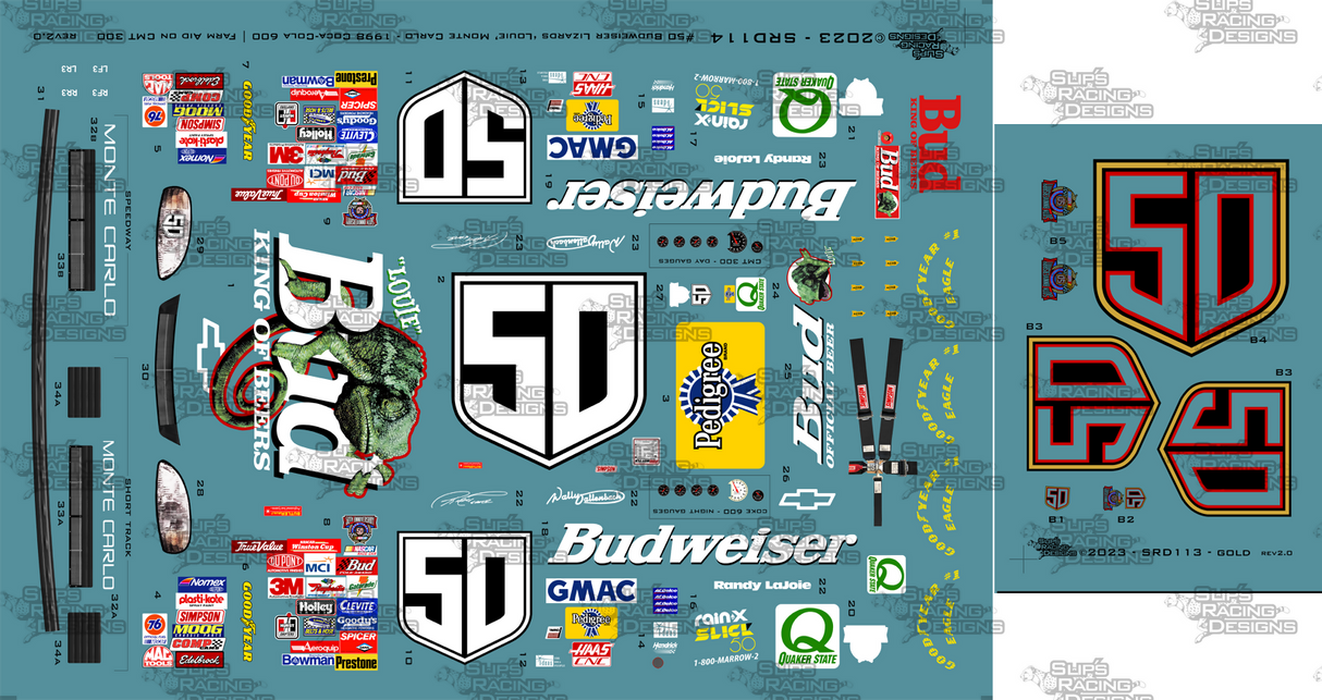 Slip's Racing Designs #50 Budweiser Lizards ‘Louie’ Monte Carlo (SRD114 - A5 w/METALLIC)