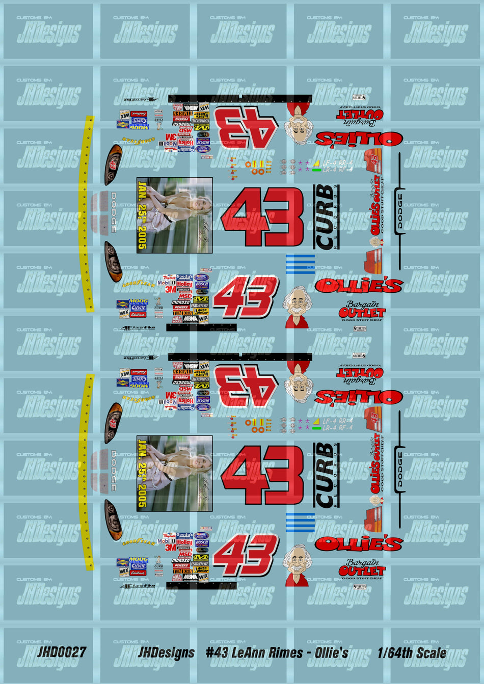 JH Designs Aaron Fike 2002 NBS #43 Leann Rimes (This Woman) - Ollie's Bargain Outlet 1:64 Racecar Decal Set