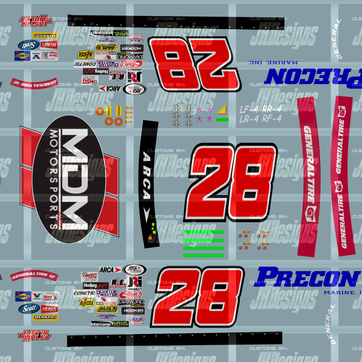 JH Designs Justin Halley 2017 ARCA #28 MDM Motorsports (Talladega Race ...