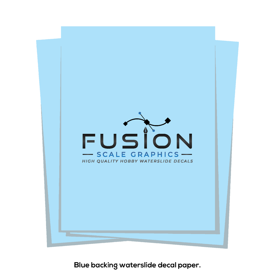 Fusion Scale Graphics Blue Backing Waterslide Decal Paper 50 Sheets