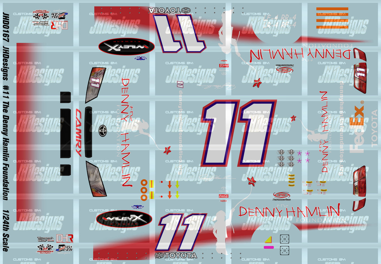 JH Designs Denny Hamlin 2010 LMS #11 The Denny Hamlin Foundation (Short Track Showdown) 1:24 Racecar Decal Set