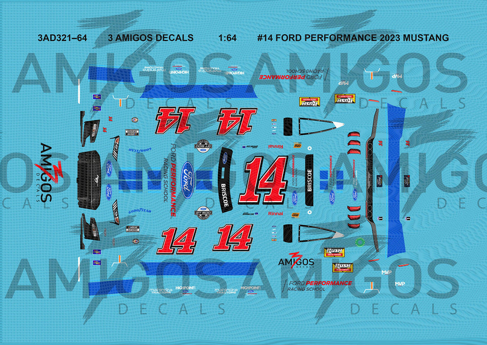 1:64 3 Amigos Decals #14 FORD PERFORMANCE MUSTANG Decal Set