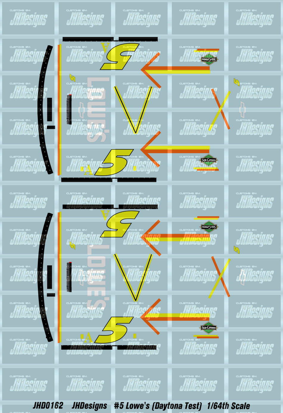 JH Designs Kyle Busch 2007 NBS #5A Lowe"s (Daytona Test) 1:64 Racecar Decal Set