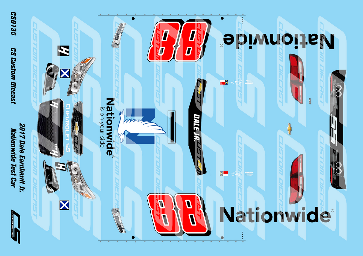 CS Custom Diecast 2017 Dale Earnhardt Jr. Nationwide Test Car