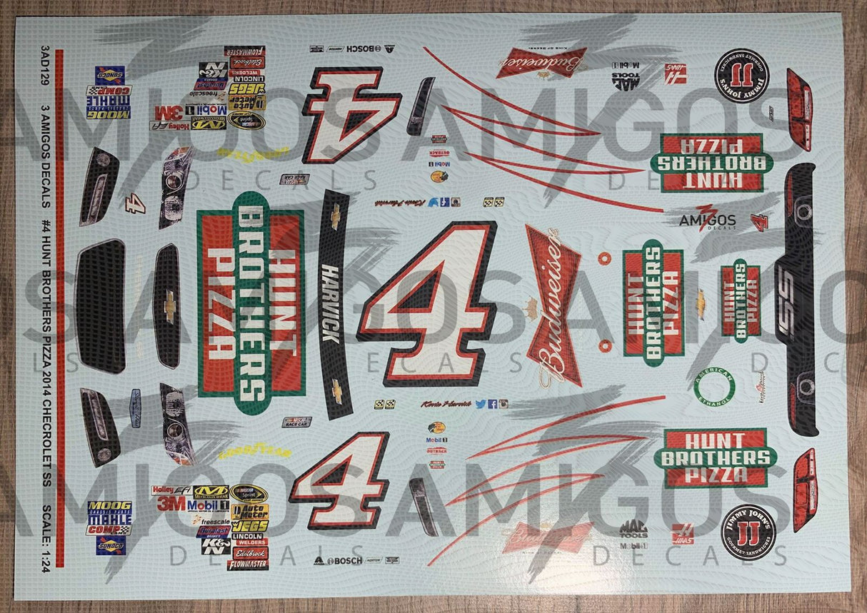 3 Amigos Decals #4 Hunt Brothers Pizza 2014 Chevy SS 1:24 Decal Set - 2