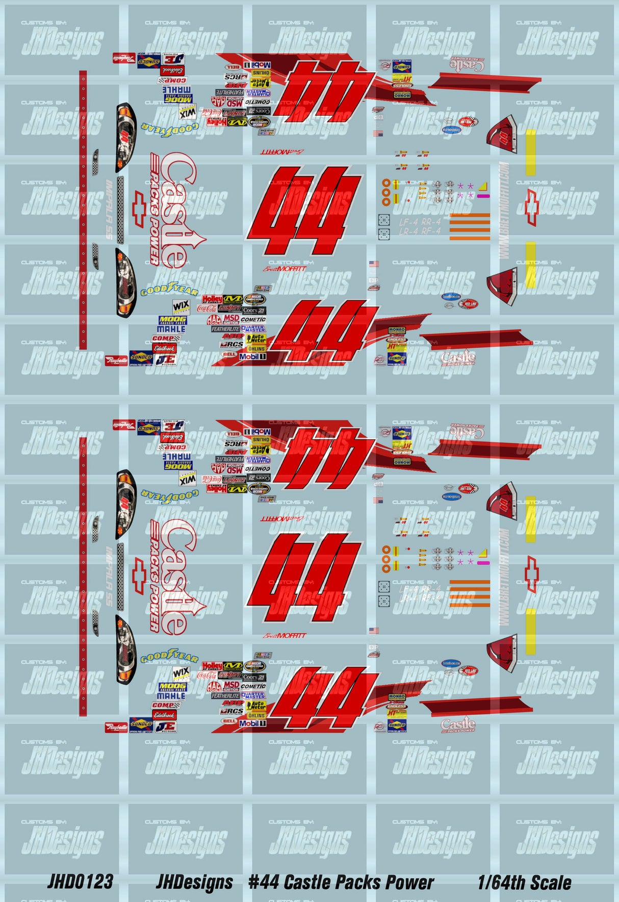 JH Designs Kyle Busch 2000 OWM #64 Jones Media 1:64 Racecar Decal Set
