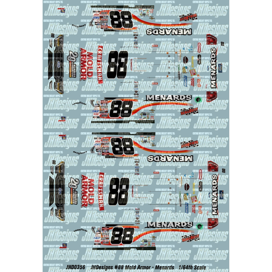 JH Designs Matt Crafton 2023 TRUCK #88 Mold Armor - Menards (Daytona) 1:64 Racecar Decal Set