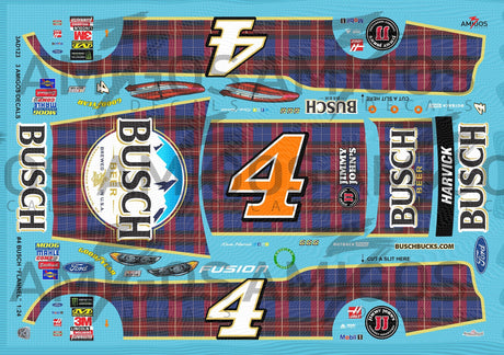 3 Amigos Decals #4 Busch Flannel Ford Fusion 1:24 Decal Set - 1