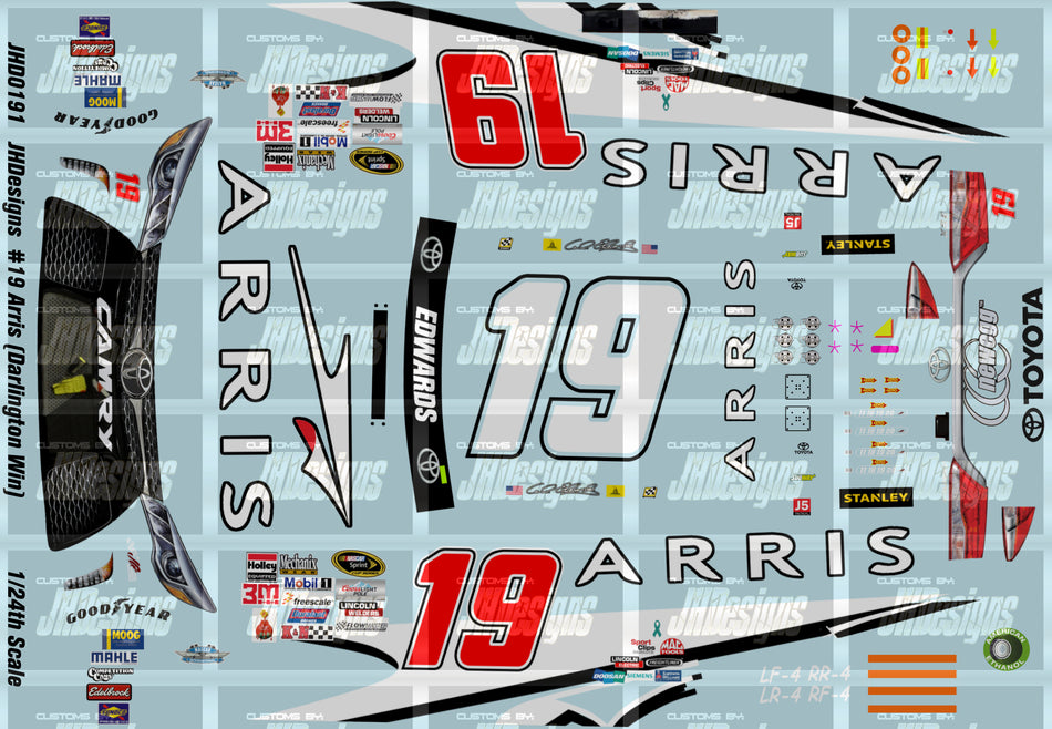 JH Designs Carl Edwards 2015 Cup #19 Arris (Darlington Race Win) 1:24 Racecar Decal Set