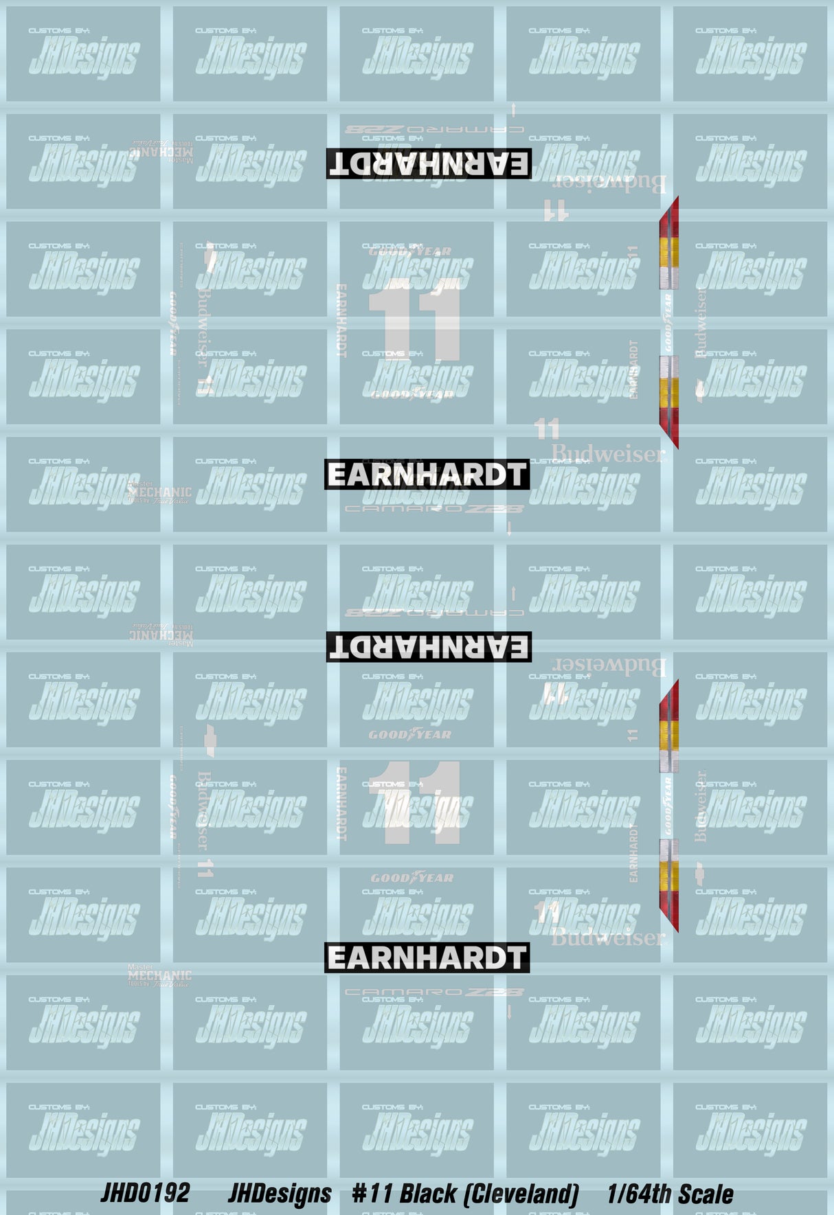 JH Designs Dale Earnhardt 1984 IROC #11 Black (Cleveland Race) 1:64 Racecar Decal Set