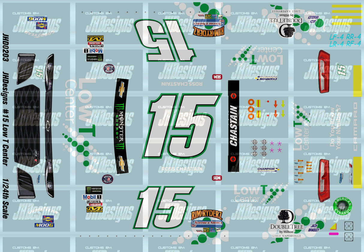 JH Designs Ross Chastain 2018 CUP #15 Low T Center 1:24 Racecar Decal Set