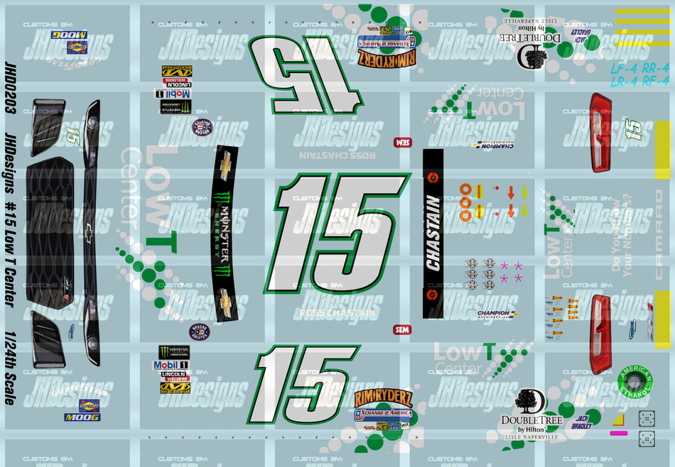 JH Designs Ross Chastain 2018 CUP #15 Low T Center 1:24 Racecar Decal Set