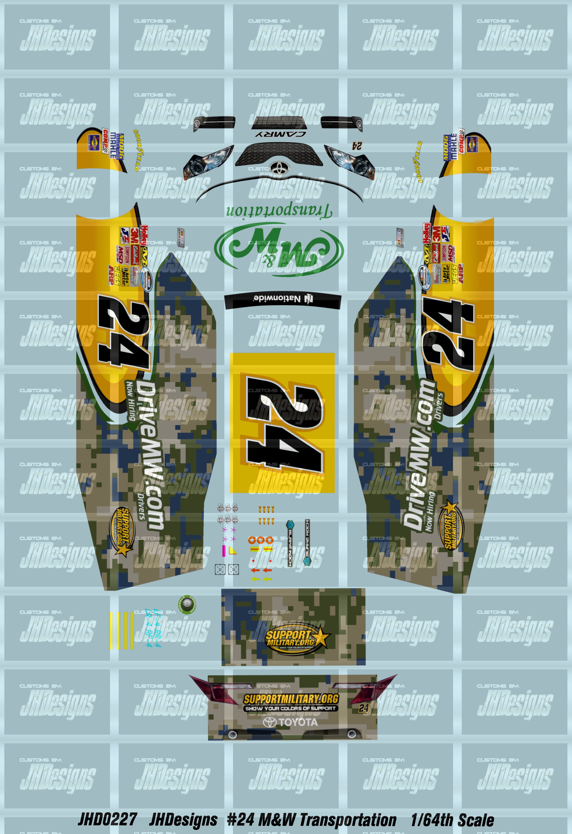 JH Designs Blake Koch 2013 NWS #24 M&W Transport 1:64 Racecar Deca ...