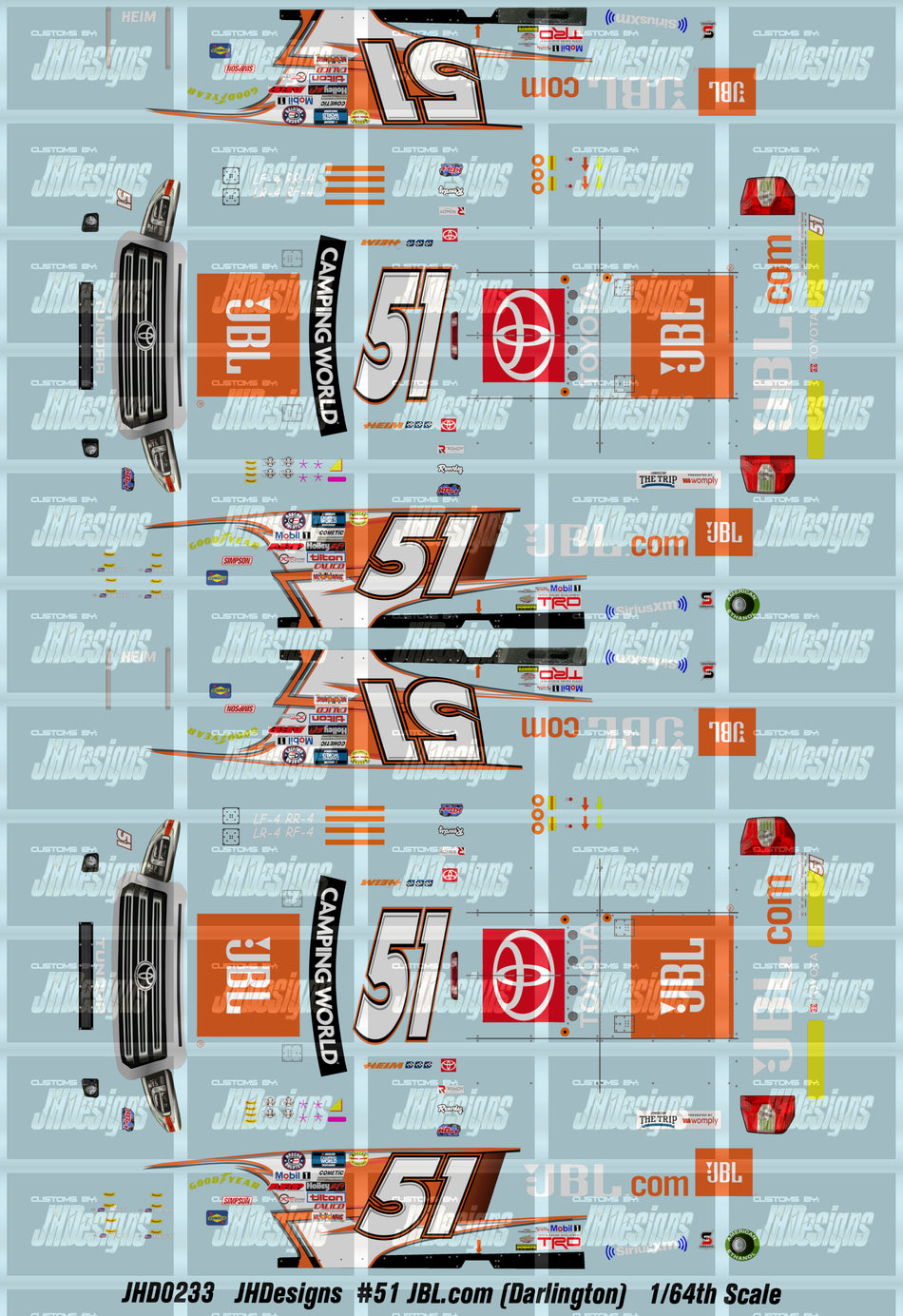 JH Designs Corey Heim 2021 GMTS #51 JBL.com (Darlington Race) 1:64 Racecar Decal Set