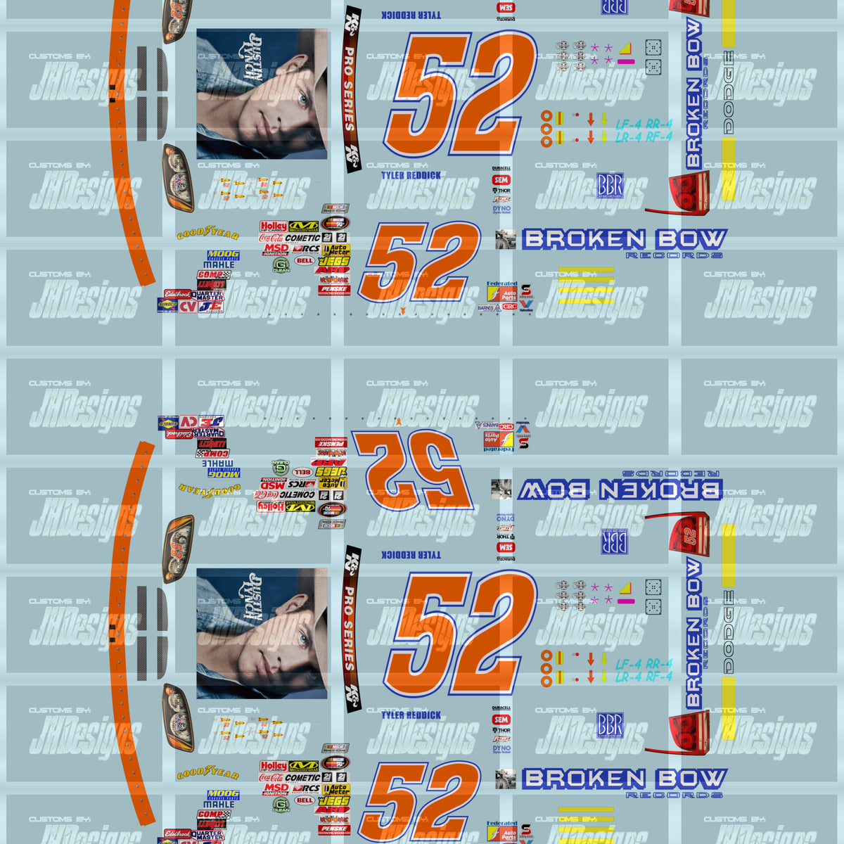 JH Designs Tyler Reddick 2012 KNP 52 Dustin Lynch Broken Bow Record