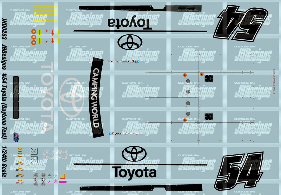 JH Designs Bubba Wallace 2014 CWTS #54 Toyota (Daytona Test) 1:24 Racecar Decal Set